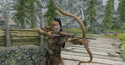 5. Ebony Bow. The Ebony Bow is a powerful bow that offers a high base damage and is best suited for players who prefer to engage in long-range combat. This bow is unique in that it has a higher draw speed than other bows in the game, allowing players to fire arrows quickly and take down enemies from a distance.